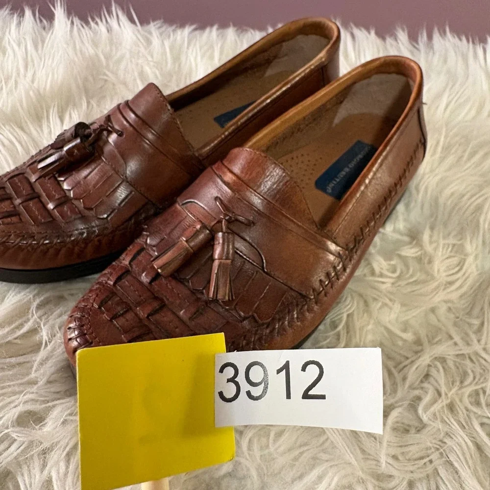 Giorgio Brutini Loafers Mens 9 Brown Excellent Woven Kiltie Tassel Leather Shoes